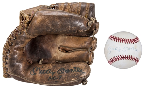 Mickey Mantle Signed Rawlings Glove With OAL Brown Baseball (JSA) 